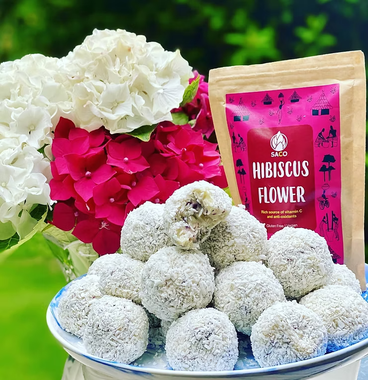 White Chocolate, Coconut and Hibiscus Flower Truffles