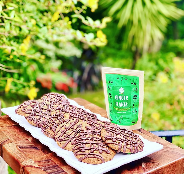 Gooey Ginger Oat Cookies with a Chocolate Drizzle